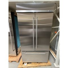KitchenAid KBFN502ESS 42 Inch Built-In French Door Refrigerator with 24.2 cu. ft. Capacity, 4 Glass Shelves, Preserva Food Care System, Automatic Ice Maker, Platinum Interior, LED Lighting, SatinGlide® Cripers, Door Open Alarm, Sabbath Mode (Open Box)