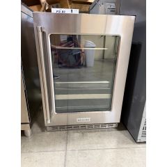 KitchenAid KUBR314KSS 24 Inch Freestanding/Built-In Undercounter Dual Zone Beverage Center with 14 Wine Bottle Capacity, 2 Stainless Steel Racks, 2 Shelves, Motion-Activated LED Lighting, Backlit Touch Controls, Stainless Steel, Right Hinge (Open Box)
