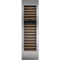 Sub-Zero 24 Inch Wine Cooler Refrigerator Column Wine Cellar Storage Cherrywood Shelves Right Hinge Stainless Steel Panel Tubular Handles IW-24-RH