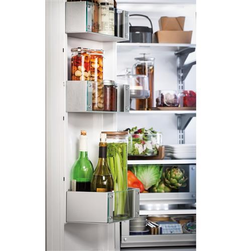 Finely crafted glass-front metal door bins
