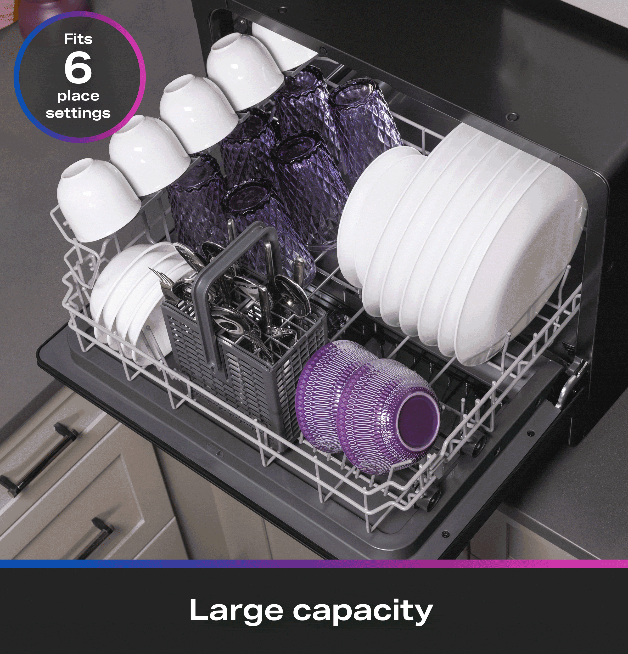 Large Capacity Compact Dishwasher