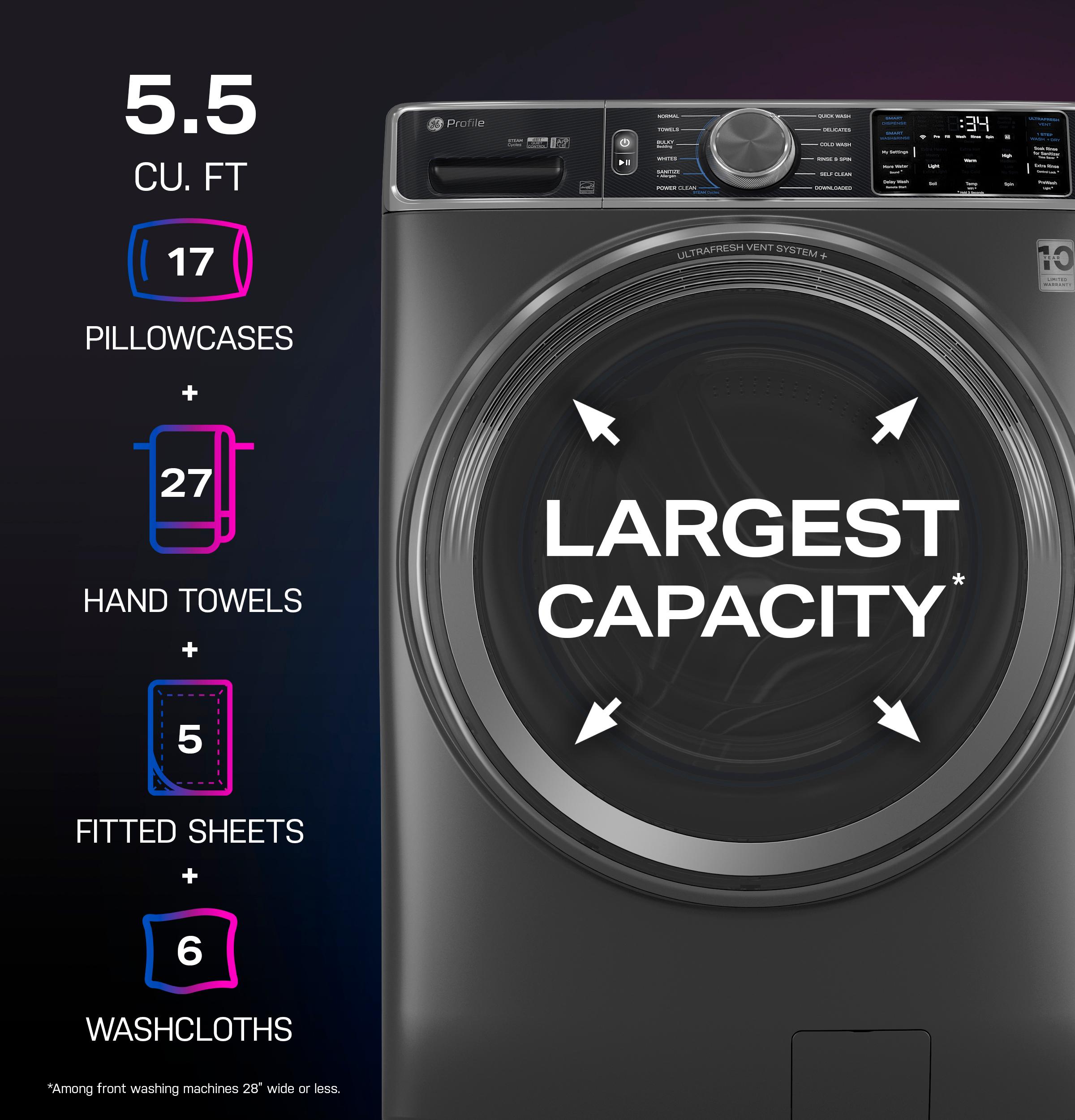 The Largest Front Load Washing Capacity*