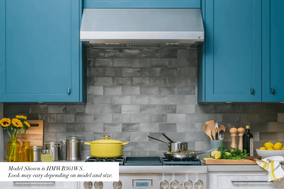 Sleek under cabinet wall hood