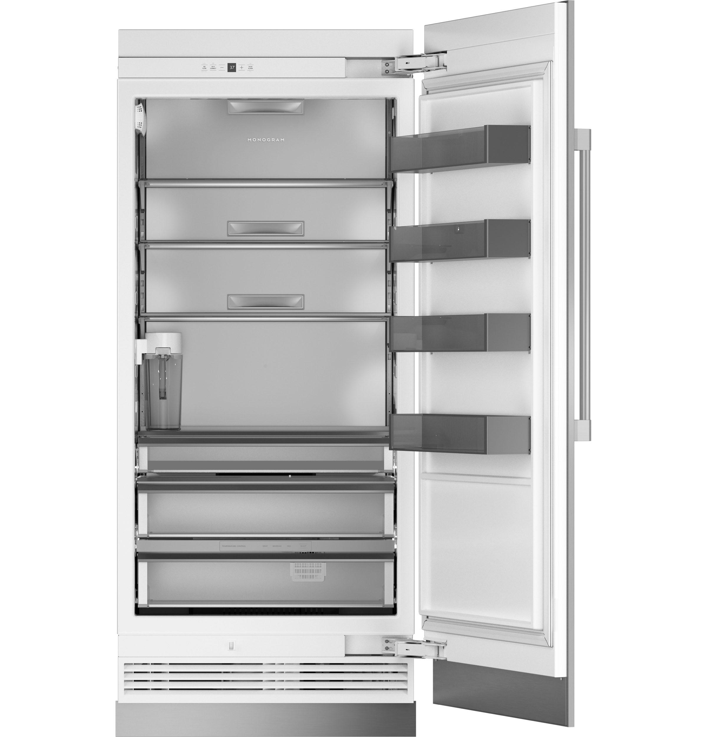 Finely crafted, adjustable aluminum door bins with glass accents