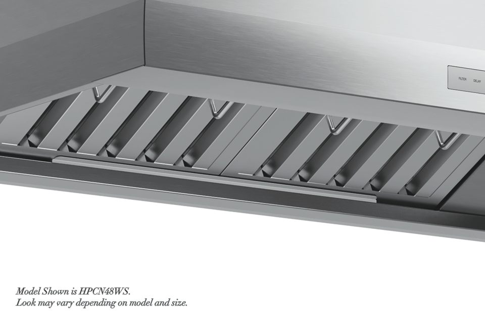 Commercial-style baffle filters are designed for heavy-duty high heat cooking