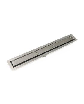 Infinity Drain 42 Inch Fixed Flange Pre-pitched Channel w/ Set Length and Center Outlet Location Complete Kit Polished Steel FFTIF 6542 PS