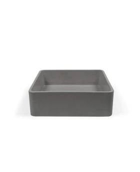 Nood Co. Vesl Square Surface Mount Basin 15" Bathroom Sink Mid Tone Grey 