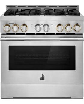 JennAir Rise 36 Inch Freestanding Gas Range 6 Sealed Burners 5.1 cu. ft. Capacity WiFi Cast Iron Grates Dual-Fan True Convection JGRP436HL