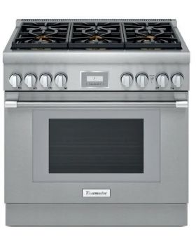 Thermador Pro Harmony Professional Series 36 Inch Freestanding Dual Fuel Smart Range with 6 Sealed Burners, 5 cu. ft. Oven Capacity, Convection Oven, Seal Clean ExtraLow Simmer Burners PRD366WHU