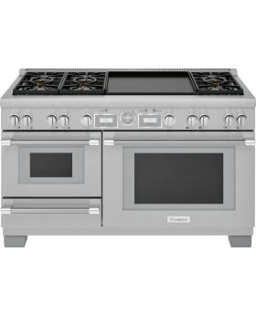 Thermador Pro Grand Professional Series 60 Inch Dual Fuel Professional Range with 6 Burners, Steam ,Convection, Warming Drawer PRD606WESG