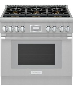 Thermador Pro Harmony Professional Series 36 Inch Freestanding Gas Smart Range with 6 Sealed Burners, 5.1 cu. ft. Oven Capacity, Convection Oven, Sabbath Mode, and Pedestal Star Burners PRG366WH 