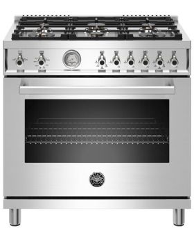 Bertazzoni Professional 36 Inch Freestanding Professional Gas Range with 6 Sealed Burners, 5.9 Cu. Ft PROF366GASXT
