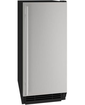 U-Line BrightShield Series UHCP115SS81A 15 Inch Clear Cube Ice Maker with 55 lbs Daily Production, 25lbs Storage Capacity, Digital Touchpad Control, Cleaning Indicator, LED Lighting, Heavy Duty Ice Scoop, Field Reversible Door, Pump Included, Drain Requir