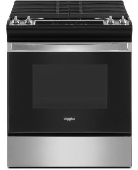 Whirlpool WEG515S0LS 30 Inch Slide-In Gas Range with 4 Sealed Burners, 5.0 cu. ft. Capacity, SpeedHeat™ Burners, Frozen Bake™, Sabbath Mode, Self-Clean, and ADA Compliant: Stainless Steel