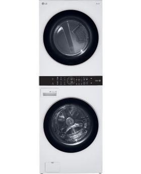 LG 27 Inch Smart Gas WashTower with 4.5 Cu. Ft. Washer Capacity, 7.4 Cu. Ft. Dryer Combo WKG101HWA