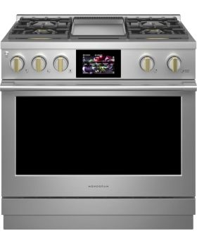 Monogram 36 Inch Freestanding Professional Dual Fuel Smart Range with 4 Sealed Burners, 5.75 cu ft Capacity, Griddle, No-Preheat Air Fry, TrueTemp Burner, Reversible Wok Grates and ADA Compliant ZDP364NDTSS