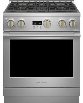 Monogram 30 Inch Freestanding Professional Gas Smart Range with 4 Sealed Burners, 5.7 cu ft Oven, Steam-Clean, Chef Connect, Dynamic Oven LCD, Precision Oven Modes, Reversible Wok Grates and ADA Compliant ZGP304NTSS