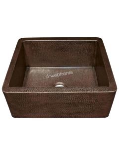 Native Trails 25" X 19" Hammered Antique Copper Farmhouse Sink Centered Hole Undermount CPK270