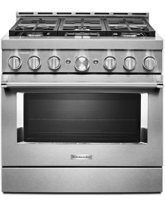 KitchenAid 36 Inch Smart Commercial Style Gas Range with 6 Sealed Burners, 5.1 Cu. Ft.KFGC506JSS 