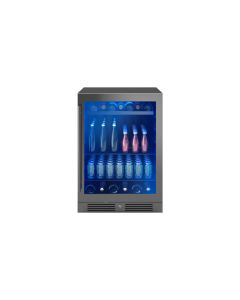 Zephyr 24" Black Stainless Steel Glass Door Single Zone Beverage Cooler 5.6 cu ft 39 dBA PRB24C01CBSG 