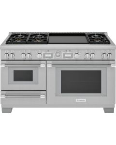 Thermador Pro Grand Professional Series 60 Inch Dual Fuel Professional Range with 6 Burners, Steam ,Convection, Warming Drawer PRD606WESG