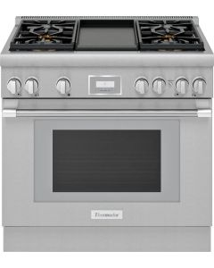 Thermador Pro Harmony Professional Series 36 Inch Freestanding Gas Smart Range with 4 Sealed Burners, 5.1 cu. ft. Oven Capacity, Convection Oven, Sabbath Mode, and Non-Stick Griddle PRG364WDH