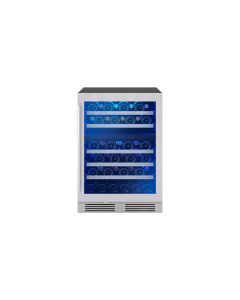 Zephyr 24 Inch Under-Counter Dual Zone Wine Cooler 45 Bottle Stainless Steel Glass Door PRW24C02CG