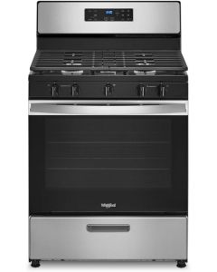 Whirlpool 30 Inch Freestanding Gas Range with 5 Sealed Burners, 5.1 cu. ft Broiler Drawer Stainless Steel Black WFG505M0MS
