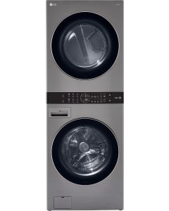 LG 27 Inch Smart Gas WashTower with 4.5 Cu. Ft. Washer Capacity, 7.4 Cu. Ft. Dryer Capacity Graphite Steel WKG101HVA