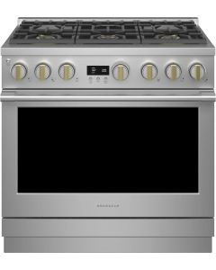 Monogram 36 Inch Freestanding Professional Dual Fuel Smart Range with 6 Sealed Burners, 5.75 cu. ft. Oven, Wi-Fi, Continuous Grates, Steam-Clean Oven, LCD Display and ADA Compliant ZDP366NTSS