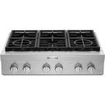 KitchenAid 36 Inch Commercial-Style Gas Rangetop with 6 Burners 20000 BTU KCGC506JSS