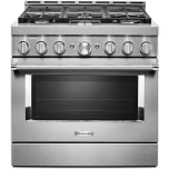 KitchenAid 36 Inch Smart Commercial Style Gas Range with 6 Sealed Burners, 5.1 Cu. Ft.KFGC506JSS 
