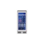 Zephyr 15 Inch Single Zone Beverage Cooler 3.4 cu ft 39 dBA Stainless Steel Glass Door Reversible PRB15C01CG