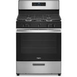 Whirlpool 30 Inch Freestanding Gas Range with 5 Sealed Burners, 5.1 cu. ft Broiler Drawer Stainless Steel Black WFG505M0MS