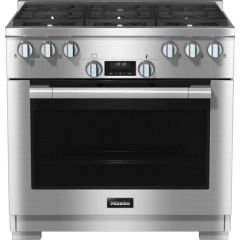 Miele 36 Inch Gas Range 5.6 Cu Ft oven Capacity  Twin Confection Fans M Pro Dual Stacked Burners HR1134-3GAGCTS