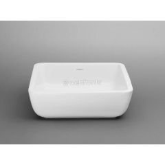 Ronbow 15-3/4" Countertop Single Bowl Square Bathroom Sink White Ceramic Vessel 200051-WH