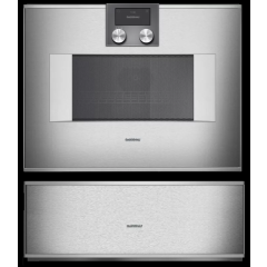 Gaggenau 400 Series 24 Inch Built-in Microwave Oven Convection System w/ Warming Drawer Combo BM451710 WS461710 (Open Box)