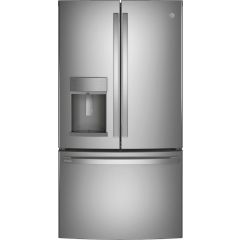 Ge Profile PYE22KYNFS 36 Inch Stainless Steel Counter Depth French Door Refrigerator with 22.1 Cu. Ft. Capacity, TwinChill™, Turbo Cool, Temperature-Controlled Drawer, AutoFill Dispenser, Ice Maker, Advanced Filtration, Enhanced Shabbos Mode