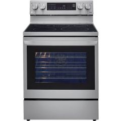 LG LREL6325F 30 Inch Stainless Steel Electric Smart Range with 5 Radiant Elements, 6.3 cu. ft. Oven Capacity, Storage Drawer, AirFry, True Convection, Self Clean+EasyClean®, ThinQ® Technology, Wi-Fi, InstaView™, UltraHeat™, and 3-in-1 Element