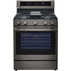 LG LRGL5825D 30 Inch Black Stainless Steel Freestanding Gas Range with Smart Wi-Fi, True Convection InstaView and Air Fry