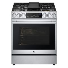 ﻿LG STUDIO LSGS6338F  30 Inch Stainless steel Gas Slide-in Range with ProBake Convection® and Air Fry Oven size 6.3 cu. ft.