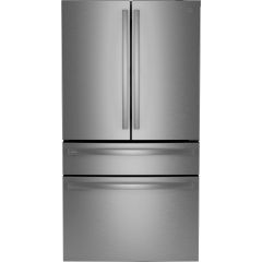 Ge Profile PGE29BYTFS 36 Inch Stainless Steel Freestanding 4-Door Smart French Door Refrigerator with 28.7 cu. ft. Capacity, Dual-Dispense AutoFill Pitcher, Gallon Bins, Adjustable Temperature Drawer, TwinChill™ Evaporators, and Auto Ice Maker