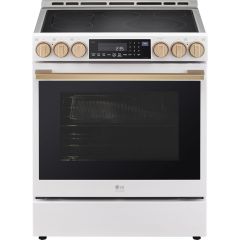 LG Studio LSES6338N 30 Inch Slide-In Electric Smart Range with 5 Radiant Elements, 6.3 cu. ft. ProBake Convection™ Oven, UltraHeat+™ Element, Air Fry, EasyClean®, and Storage Drawer: Essence White