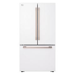 Lg Studio SRFB27W 36 Inch Essence White Counter-Depth Freestanding French Door Smart Refrigerator with 26.5 Cu. Ft. Capacity, Door Cooling+, CoolGuard™, Glide N' Serve™, PrintProof™, LED Lighting, Internal Water Dispenser