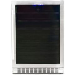 Azure A224WC-S 24 Inch Under Counter Wine Center with 54 Bottle Capacity, 6 Full Extension Racks, Argon Filled Glass Door, Blue LED Lighting, Digital Controls, 40-65°F Temperature Range, Dual Sensor Temperature Control, Door Alarm, 39 DB Decibel Rating