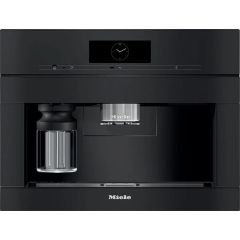 Miele VitroLine CVA7845OB 24 Inch Built-In Plumbed Coffee System with M Touch Controls, 24+ Coffee and Tea Drinks, Dual Dispensing Spouts, Wi-Fi, 10 User Profiles, Cup Sensor, Automatic Rinse/Cleaning Program and Integrated LED Lighting: Obsidian Black