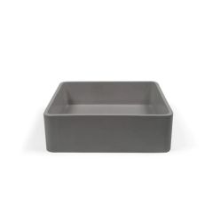 Nood Co. Vesl Square Surface Mount Basin 15" Bathroom Sink Mid Tone Grey 