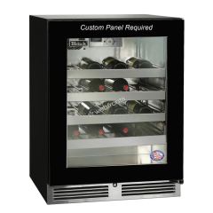 Perlick  24 Inch Undercounter Wine Reserve with 32 Bottle Capacity, Full Extension Shelves, LED Light, Digital Thermostat, Door Alarm, UL Listed, and ADA Compliant: Panel Ready Glass Door, Right Hinge Door Swing ADA Compliant HA24WB-4-4R