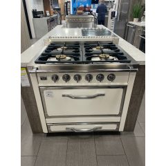 Viking Tuscany Series TVDR3604BAW 36 Inch Freestanding Professional Dual Fuel Range with 4 Sealed Burners, 3.8 Cu. Ft. Oven Capacity, Storage Drawer, Continuous Grates, Manual Clean, Eight Cooking Functions, TruGlide™ Rack, and Two Oven Lights: Antique Wh