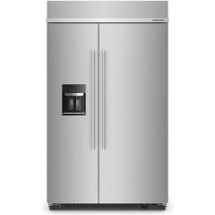 KitchenAid 48 Inch Built-In Side-by-Side Refrigerator with 29.4 Cu. Ft. Total Capacity, Spill-Resistant Glass Shelves, Ice and Water Dispenser KBSD708MPS 